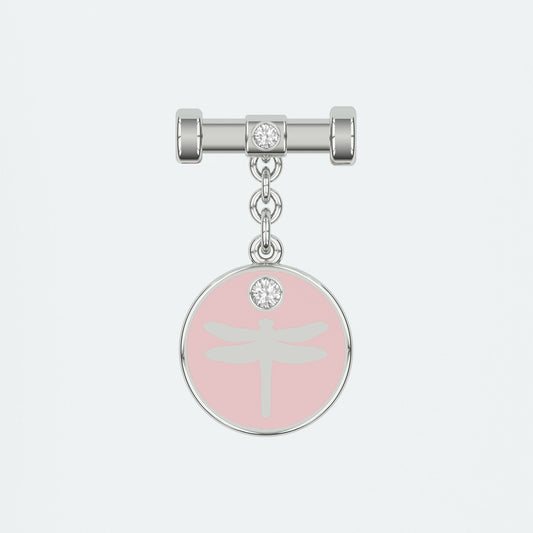 Dragonfly Bunting Pink Enamel Charm