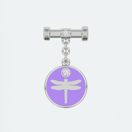 Dragonfly Bunting Purple Enamel Charm